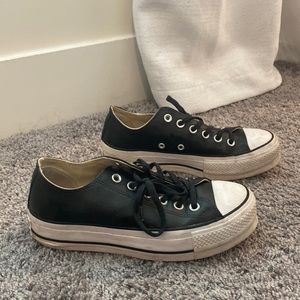 Black Platform Leather Converse
